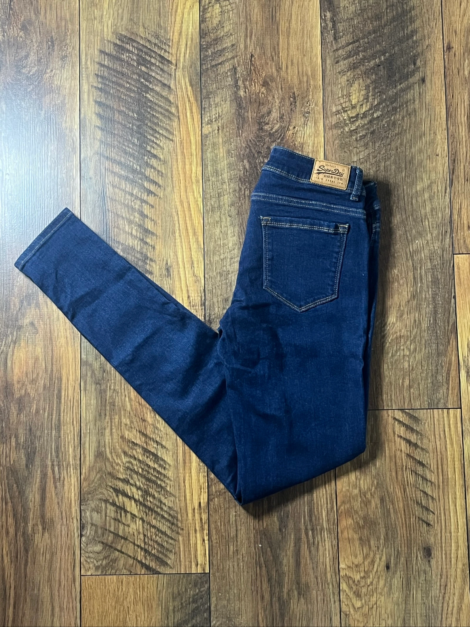 Dark indigo slim fit leather patch jeans - Superdry - size 36 - very good condition – photo 9